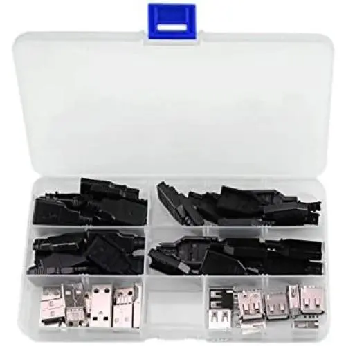 XLX 20Set Premium USB Connector with Shell Type-A Male(10SET) and Type-A A 2.0 Female 4 Pin Plug Connector Jack Socket DIY(10SET) XLX 20Set Premium USB Connector with Shell Type-A Male(10SET) and Type-A A 2.0 Female 4 Pin Plug Connector Jack Socket DIY(10SET)