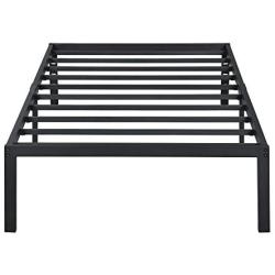 PrimaSleep Platform 14 inch Dura Metal Steel Slate Bed Frame/Noise Free, Twin, Black