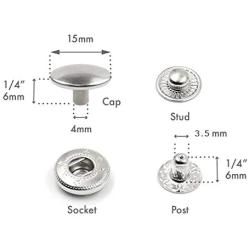 CRAFTMEmore 50 Pack Multi-Size Gun Metal Black Snap Buttons S-Spring Socket Popper Fasteners Jacket Bag Closures (15mm (0.59''))