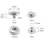 CRAFTMEmore 50 Pack Multi-Size Gun Metal Black Snap Buttons S-Spring Socket Popper Fasteners Jacket Bag Closures (15mm (0.59''))