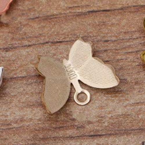 100Pcs 11x13MM Butterfly Charms DIY Hand Made Metal Brass Accessories Parts for Hair Jewelry Making,KC Gold Plated