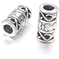 Kissitty 50-Piece Tibetan Antique Silver Filigree Tube Beads 6mm in Dia. Column Spacer Loose Beads