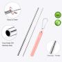 2 Pack Reusable Metal Straws Collapsible Stainless Steel Drinking Straw Portable Telescopic Straw with Case Black/Rose Gold