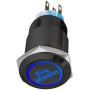 ESUPPORT Black Shell 12V Momentary Car Vehicle Blue LED Light Headlight Push Button Stainless Steel Metal Switch 19mm Fire Missiles