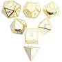 DND Polyhedral Metal Game Dice Gold White 7pc Set for Dungeons and Dragons DND RPG MTG Table Games D4 D6 D8 D10 D12 D20 DND Polyhedral Metal Game Dice Gold White 7pc Set for Dungeons and Dragons DND RPG MTG Table Games D4 D6 D8 D10 D12 D20