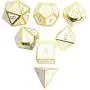 DND Polyhedral Metal Game Dice Gold White 7pc Set for Dungeons and Dragons DND RPG MTG Table Games D4 D6 D8 D10 D12 D20