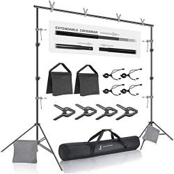 Julius Studio Premium Photo & Video 10 ft. Wide Backdrop Stand (122 x 86 inch) Background Support System Kit with Spring Clamp, Sand Bag, Carry Bag, Photography Studio, JSAG283