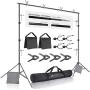 Julius Studio Premium Photo & Video 10 ft. Wide Backdrop Stand (122 x 86 inch) Background Support System Kit with Spring Clamp, Sand Bag, Carry Bag, Photography Studio, JSAG283