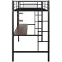 Twin Metal Loft Bed with Desk, Twin Size Bunk Bed with Bilateral Ladders, Guardrails, Desk and Bookcase, Space-Saving Loft Bed with Keyboard Tray for Boys & Girls Teens