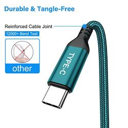 USB Type C Cable, AkoaDa 3-Pack (10ft+6.6ft+3.3ft) USB A to USB-C Fast Charger Nylon Braided Cord Compatible with Samsung Galaxy Note 9 8 S8 S9 S10 10 Plus,LG V50 V40 G8 G7 Thinq,Moto Z Z3,Swi (GREEN)