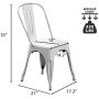 BONZY HOME Metal Dining Chairs Distressed Style, Stackable Side Chairs with Back, Indoor Outdoor Use Chair for Farmhouse, Patio, Restaurant, Kitchen, Set of 4(Distressed White)