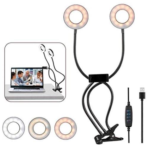 DAKASON Ring Light with Stand, LED Selfie Ring Light with Phone Holder for Photo, Video Recording, Vlogging, Makeup, TIK Tok, Updated Dual Head Video Conference Lighting Kit, Zoom Meeting Light