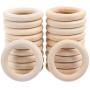 20Pcs Natural Wood Rings, HNYYZL Smooth Unfinished Wooden Ring Wood Circles for Craft, Ring Pendant and Connectors Jewelry Making, 6cm/2.4Inch in Diameter