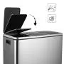 HEMBOR Trash Can, 14.3 Gallon (3X17L) Pedal Step Rubbish Bin, Stainless Steel Compartment Classified Recycle Garbage Dustbin, with Removable Inner Buckets and Handles, Soft Silent Lid Close HEMBOR Trash Can, 14.3 Gallon (3X17L) Pedal Step Rubbish Bin, Stainless Steel Compartment Classified Recycle Garbage Dustbin, with Removable Inner Buckets and Handles, Soft Silent Lid Close
