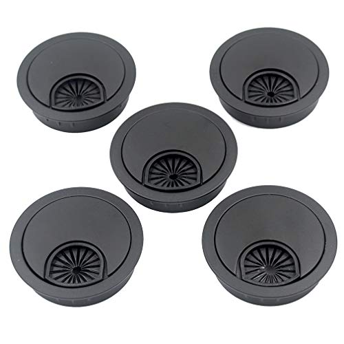 DGOL 5 pcs 1-7/8 inch (48mm) Metal Desk Grommet Cable Cord Wire Hole Cover Outlet Port (MATT Black)