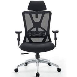 Ticova Ergonomic Office Chair - High Back Desk Chair with Adjustable Lumbar Support & Thick Seat Cushion - 140°Reclining & Rocking Mesh Computer Chair with Adjustable Headrest, Armrest