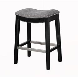 Madison Park Belfast Bar Stools, Contour Fabric Padded Seat, Nail Head Trim, Modern Kitchen Counter Chair, Solid Hardwood, Metal Kickplate Footrest, Dining Room Accent Furniture, Grey