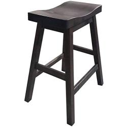 24 Inch Island Bar Stool –Backless Scooped Saddle Seat – Solid Brown Maple Wood Pub Stool with Footrest – Kitchen Island Counter Chair (Gray)