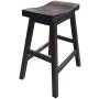 24 Inch Island Bar Stool –Backless Scooped Saddle Seat – Solid Brown Maple Wood Pub Stool with Footrest – Kitchen Island Counter Chair (Gray)