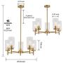 VINLUZ Contemporary 5 Light Chandelier Lighting Brushed Brass Clear Glass Shades Modern Pendant Lamp Rustic Dining Room Lighting Fixtures Hanging Adjustable Wire Semi Flush Ceiling Lights