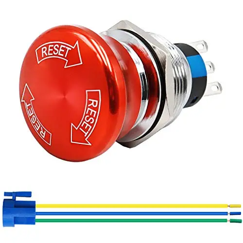mxuteuk 22mm Waterproof IP65 Emergency Stop Push Button Swicth 1NO 1NC Latching Stainless Steel Metal 7/8'' Mouting Hole with Connection Plug YJ-GQ22-11ZS mxuteuk 22mm Waterproof IP65 Emergency Stop Push Button Swicth 1NO 1NC Latching Stainless Steel Metal 7/8'' Mouting Hole with Connection Plug YJ-GQ22-11ZS
