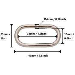 BIKICOCO 1-1/2 Metal Oval Ring Buckle Loops Non Welded for Leather Purse Bags Handbag Straps, Silver - Pack of 20