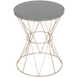 Kate and Laurel Mendel Round Metal End Table, Gray Top with Rose Gold Base