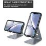 Adjustable Cell Phone Stand, OMOTON C2 Aluminum Desktop Phone Holder Dock Compatible with iPhone 11 Pro Max Xs XR 8 Plus 7 6, Samsung Galaxy, Google Pixel, Android Phones, Grey