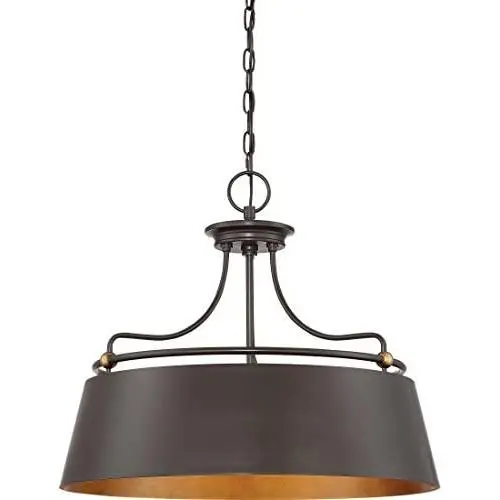 Quoizel FV2824WT Fairview Metal Drum Pendant Lighting, 4-Light, 400 Watts, Western Bronze (21'' H x 24'' W) Quoizel FV2824WT Fairview Metal Drum Pendant Lighting, 4-Light, 400 Watts, Western Bronze (21'' H x 24'' W)