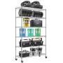 6 Tier Wire Shelving Rack,Steel Shelf 48'' W x 18'' D x 82'' H Adjustable Storage System with Casters/Wheels and Feet Levelers,Garage Shelving Unit, Storage Shelving Rack,Kitchen/Office Rack (Chrome)