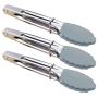 HINMAY Silicone Utility Tong Kitchen Tongs 7 Inch Metal Salad Tongs, Set of 3 (Gray)
