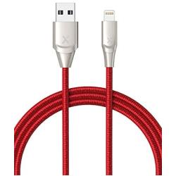 Xcentz iPhone Charger 3ft, MFi Certified Lightning Cable iPhone Charger Cable Metal Connector, Durable Braided Nylon High-Speed Charging Cord for iPhone 11/X/XS Max/XR/8 Plus/7/6/5, iPad, Red