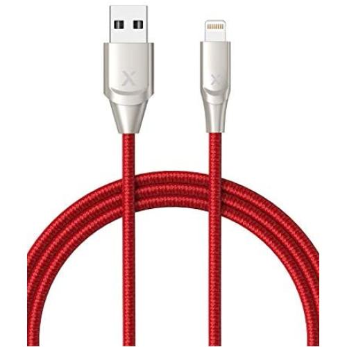 Xcentz iPhone Charger 3ft, MFi Certified Lightning Cable iPhone Charger Cable Metal Connector, Durable Braided Nylon High-Speed Charging Cord for iPhone 11/X/XS Max/XR/8 Plus/7/6/5, iPad, Red