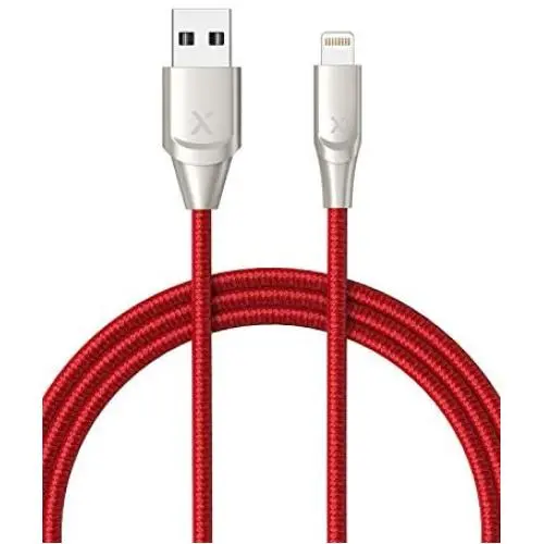 Xcentz iPhone Charger 3ft, MFi Certified Lightning Cable iPhone Charger Cable Metal Connector, Durable Braided Nylon High-Speed Charging Cord for iPhone 11/X/XS Max/XR/8 Plus/7/6/5, iPad, Red