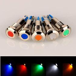 Gebildet 5pcs 8mm 12V-24V Stainless Steel Waterproof LED Indicator Light Metal Shell Pilot Custom Dash Signal Lamp Concave Head