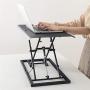 TSFUR Desktop Standing Desk Converter - 0.9” Ultra Thin Metal Computer Laptop Desk Stand - Portable Office Small Ergonomic Height Adjustable Sit Stand Up Desk - Office Supplies Accessories (Black)