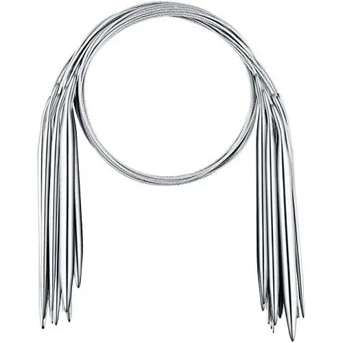 12 Pieces Stainless Steel Circular Knitting Needles Set 32 Inch Crochet Needles Yarn Needles for Any Weave Yarn Projects, 12 Sizes 12 Pieces Stainless Steel Circular Knitting Needles Set 32 Inch Crochet Needles Yarn Needles for Any Weave Yarn Projects, 12 Sizes