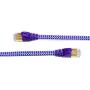 Tera Grand - 3FT - CAT7 10 Gigabit Ethernet Ultra Flat Patch Cable for Modem Router LAN Network - Braided Jacket, Gold Plated Shielded RJ45 Connectors, Faster Than CAT6a CAT6 CAT5e, Purple & Blue