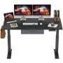 FEZIBO Electric Height Adjustable Standing Desk with Drawer, 55 x 24 Inches with Splice Board, Black Frame/Black Top