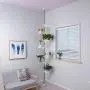 BAOYOUNI 7-Layer Indoor Plant Stands Spring Tension Pole Metal Flower Display Rack Space Saver Corner Floral Pot Hanger Shelf, Ivory BAOYOUNI 7-Layer Indoor Plant Stands Spring Tension Pole Metal Flower Display Rack Space Saver Corner Floral Pot Hanger Shelf, Ivory