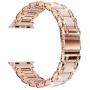 Moolia Metal Strap Band Compatible with Apple Watch Band 38mm 40mm Womens Rhinestones Resin Metal Wristband Bracelet Replacement for iWatch Series 6 5 4 3 2 1 Rose Gold + Pink