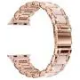Moolia Metal Strap Band Compatible with Apple Watch Band 38mm 40mm Womens Rhinestones Resin Metal Wristband Bracelet Replacement for iWatch Series 6 5 4 3 2 1 Rose Gold + Pink