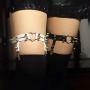 Jurxy 2PCS Gothic Studded Heart Garters Leg Ring Leg Elastic Punk Harness Garter Belt Adjustable Suspender with 2 Metal Clips – Black