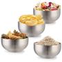 Devico 18/8 Stainless Steel Bowl, 19oz Metal Rice Cereal Serving Bowls, Double Walled Katori for Kids Baby Children, Matte Finish BPA-free, Set of 4