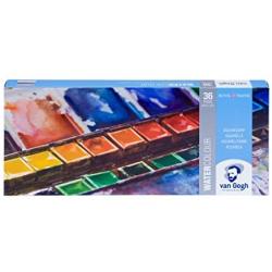 Van Gogh Watercolor Paint Set, Metal Tin, 36-Half Pan