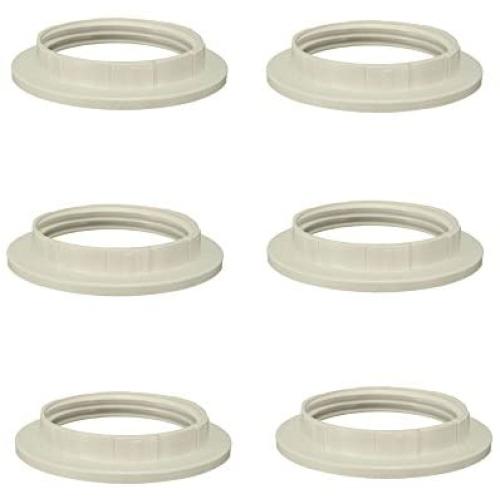 EFINEHOME Efine 6 Pack Socket Screw Bulbs Edison Retro Pendant Lamp Holder Trap Black Twist and Lock E26 E27 Socket Replacement Ring(White)