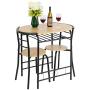 VINGLI 3 Piece Dining Set Small Dining Table and 2 Chairs Kitchen Breakfast Dining Table Set with Metal Frame and Wine Rack (Natural)