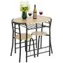 VINGLI 3 Piece Dining Set Small Dining Table and 2 Chairs Kitchen Breakfast Dining Table Set with Metal Frame and Wine Rack (Natural) VINGLI 3 Piece Dining Set Small Dining Table and 2 Chairs Kitchen Breakfast Dining Table Set with Metal Frame and Wine Rack (Natural)