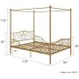 DHP Metal Canopy Bed with Sturdy Bed Frame - Full Size (Gold)