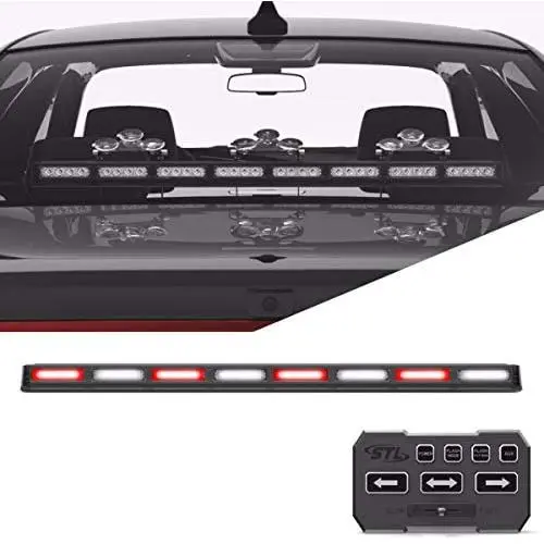 SpeedTech Lights Striker TIR 8 Head LED Traffic Advisor Windshield Mount Strobe Light Bar for Emergency Vehicles/Hazard Warning Directional Flashing w/Cig Plug/Control Box - Red/Clear Alternating SpeedTech Lights Striker TIR 8 Head LED Traffic Advisor Windshield Mount Strobe Light Bar for Emergency Vehicles/Hazard Warning Directional Flashing w/Cig Plug/Control Box - Red/Clear Alternating